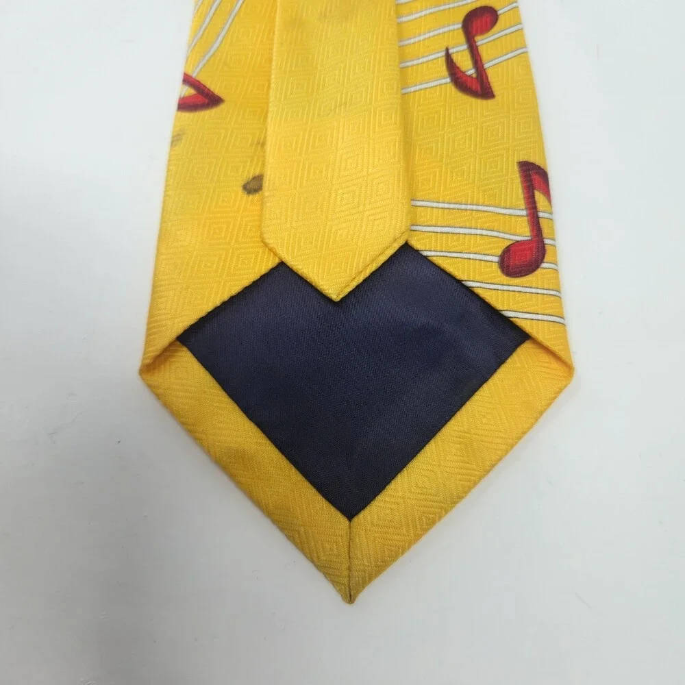 Cissa Men's Necktie Clarinet Music Note Motif Yellow Novelty Silk‎ Feel